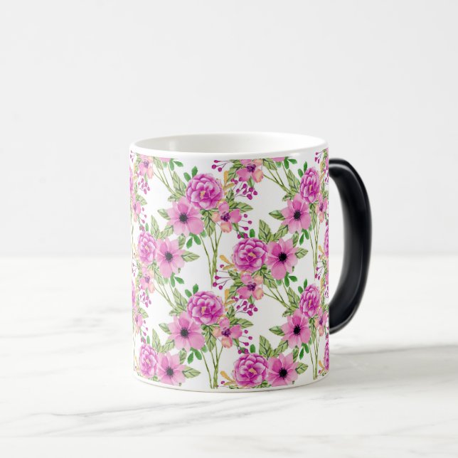 Nice Purple Floral Watercolor Seamless Pattern  Magic Mug (Front Right)