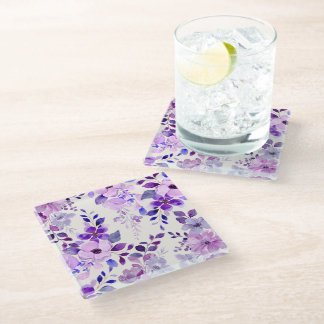 Nice Purple Watercolor Floral Coaster