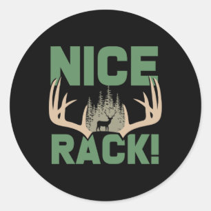 Nice Rack Antlers Deer Funny Hunting Hunter Humour Classic Round Sticker