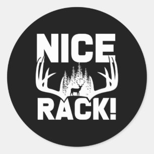 Nice Rack Antlers Deer Funny Hunting Hunter Humour Classic Round Sticker