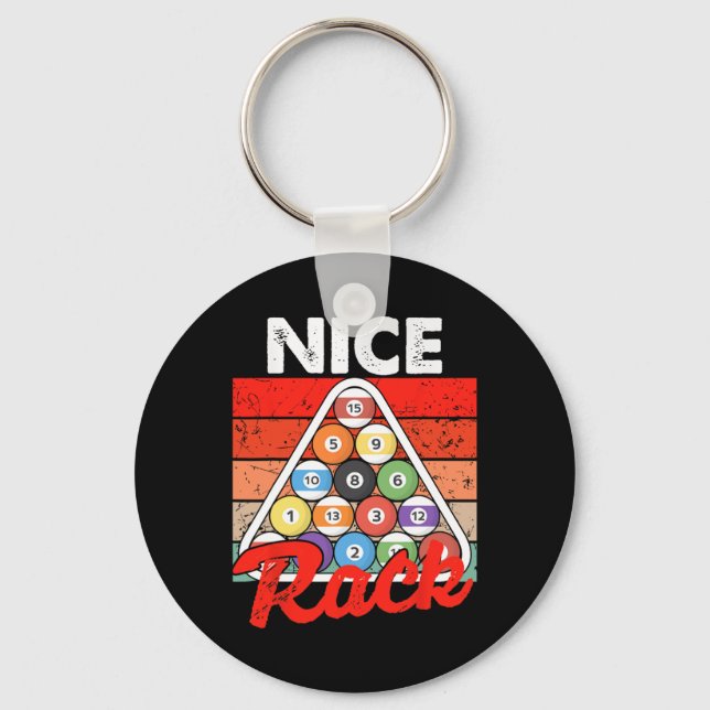 Nice Rack Funny Billiards Player Pool Billiard Vin Key Ring (Front)