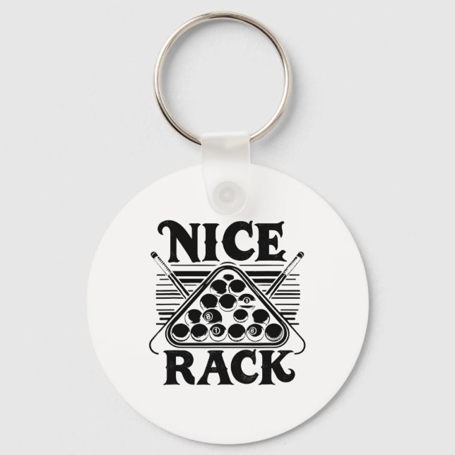Nice Rack Pool Billiard Player Billiards Cue Sport Key Ring (Front)