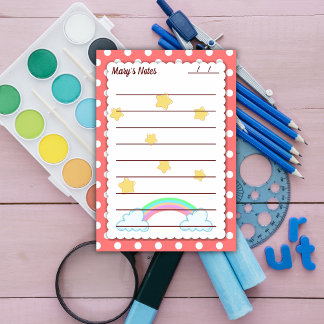 Nice Red polka dots, cute stars & rainbows 4" x 6" Post-it Notes