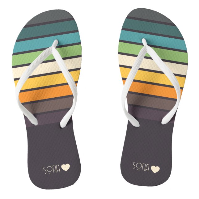 Nice Retro Striped Pattern Jandals (Footbed)
