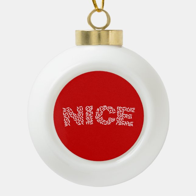 Nice Rice Ceramic Ball Christmas Ornament (Front)