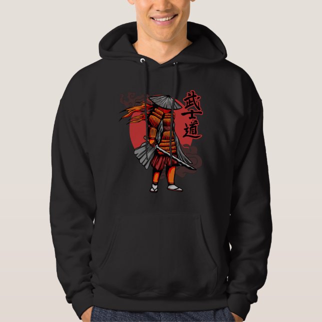 Nice Samurai Retro - Samurai Holding Katana Hoodie (Front)