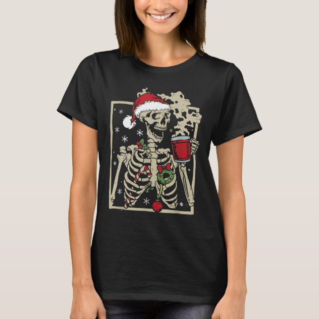 Nice Skeleton Santa Hat Christmas  T-Shirt (Front)