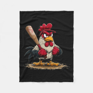 Nice Srt Rooster Look For Baseball And Bat Lovers  Fleece Blanket