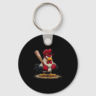 Nice Srt Rooster Look For Baseball And Bat Lovers  Key Ring