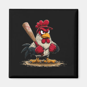 Nice Srt Rooster Look For Baseball And Bat Lovers  Magnet