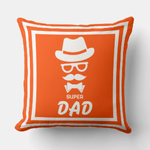 Nice Super Dad Face With Moustaches, Hat, sunglass Cushion