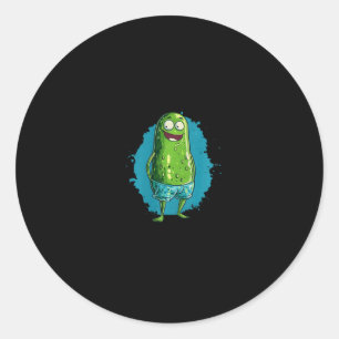 Nice Swimming Pickle In Trunks For Pool And Vacati Classic Round Sticker