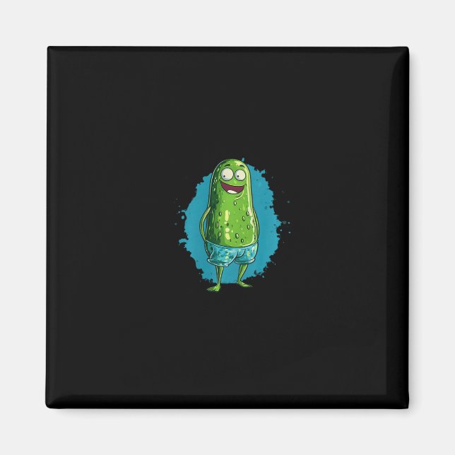 Nice Swimming Pickle In Trunks For Pool And Vacati Magnet (Front)