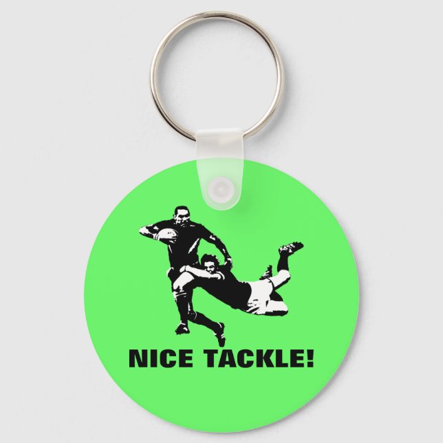 Nice tackle,Rugby Key Ring (Front)