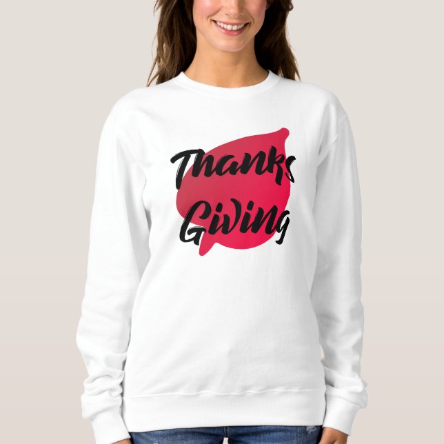 Nice Text Thanksgiving Typography on Leaf  Hoodie (Front)
