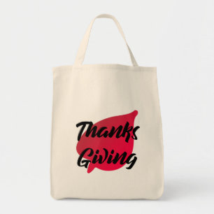 Nice Text Thanksgiving Typography on Leaf Tote Bag