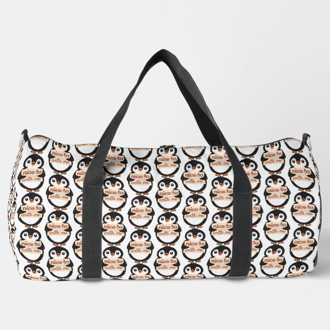 Nice to meet with me - Penguin Sign Duffle Bag (Front)