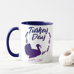 Nice Turkey Day typography with Turkey Shape Mug