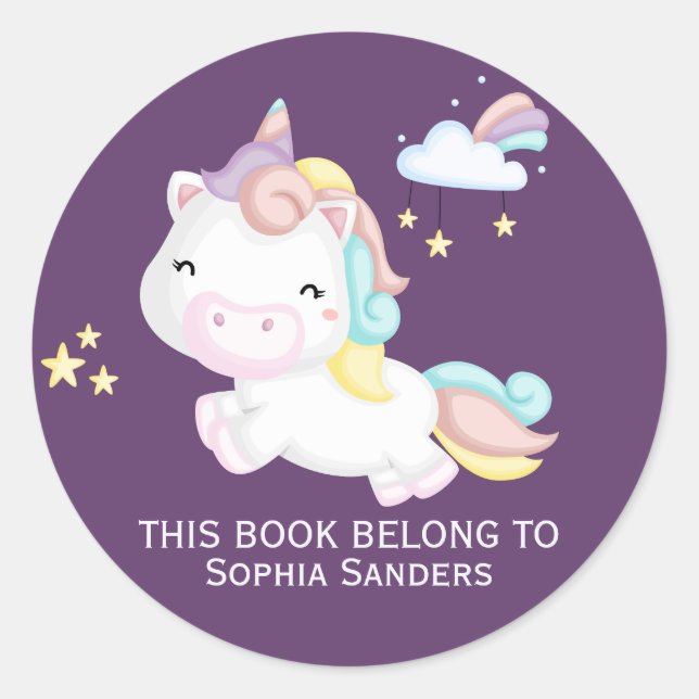 Nice Unicorn Patron for Girls Classic Round Sticker (Front)