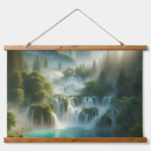 Nice view with river and waterfall hanging tapestry