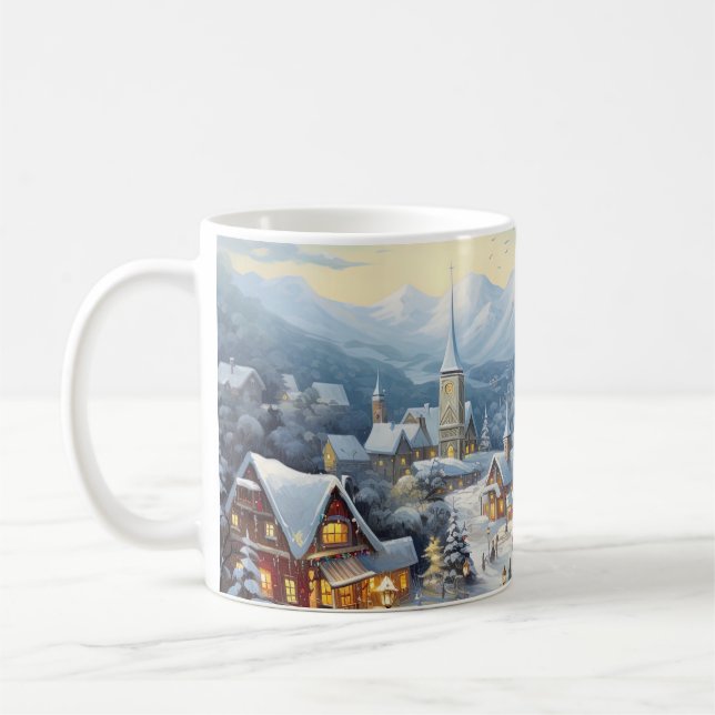Nice village on a Christmas day Coffee Mug (Left)