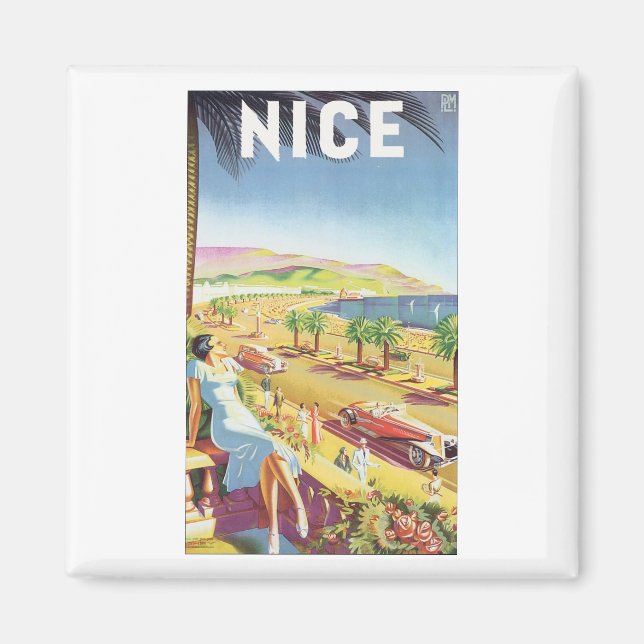 Nice Vintage Travel Poster Magnet (Front)