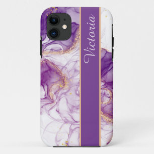Nice Watercolor Purple Background, Golden Foils Case-Mate iPhone Case