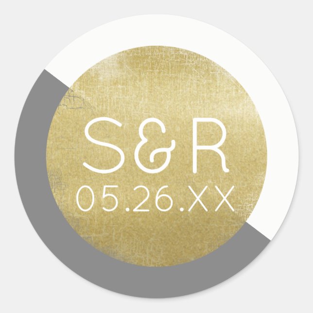 nice wedding monogram  classic round sticker (Front)