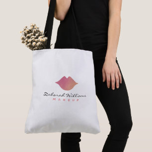nice white tote bag with her name & pinkish lips