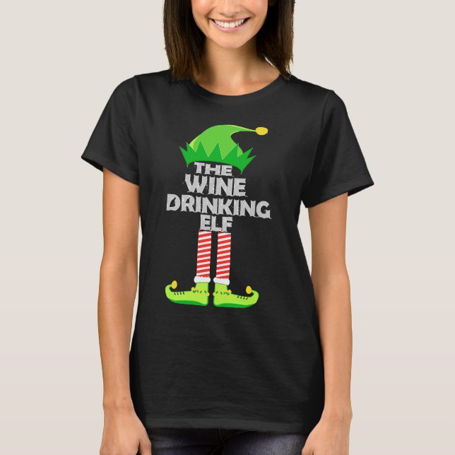 Nice Wine Elf Christmas Drink Drinking T-Shirt (Front)