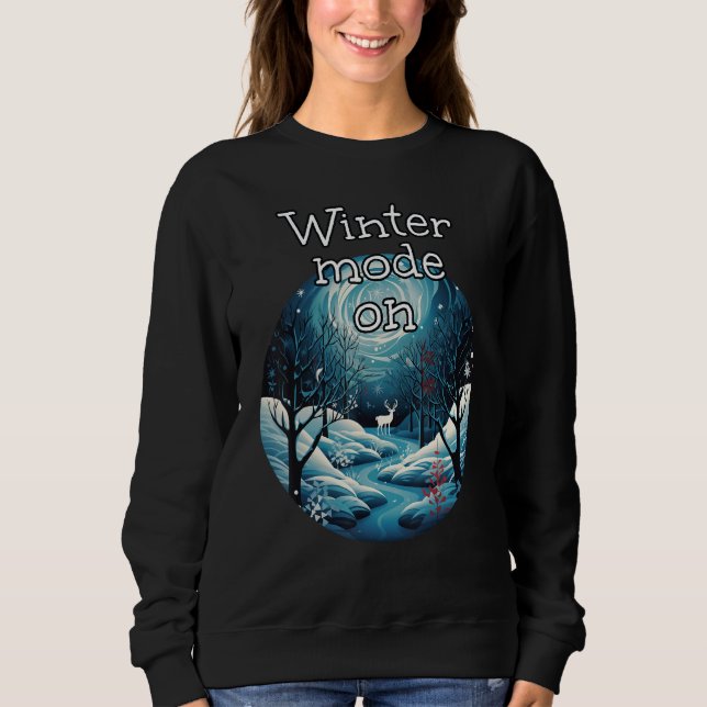 Nice Winter Night with Deer for wintry Mode on Cos Sweatshirt (Front)