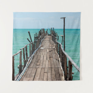 Nice wooden bridge with blue sea background at Sam Tapestry