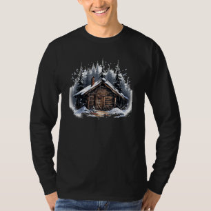 Nice Wooden House in wilderness for Happy Winter S T-Shirt