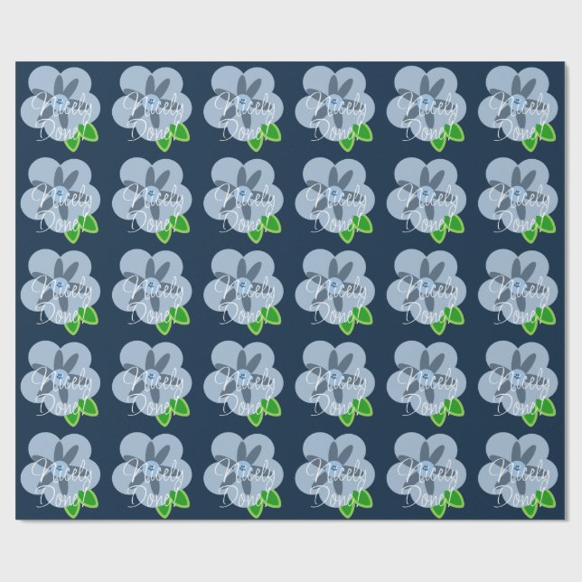 Nicely Done Blue Flower Wrapping Paper (Flat)
