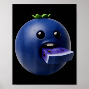 Niche Fruits Funny Blueberry Meme Brainrot Surreal Poster