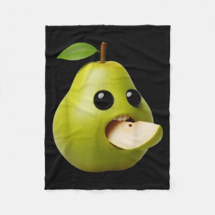Niche Fruits Funny Pear Meme Brainrot Surreal  Fleece Blanket