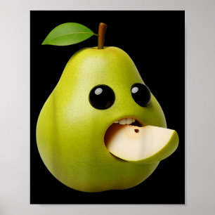 Niche Fruits Funny Pear Meme Brainrot Surreal Poster