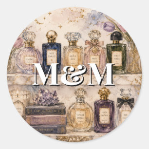 Niche Perfume Collection, Monogram Watercolor  Classic Round Sticker