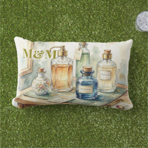 Niche Perfume Collection, Monogram Watercolor  Lumbar Cushion