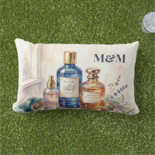 Niche Perfume Collection, Monogram Watercolor  Lumbar Cushion