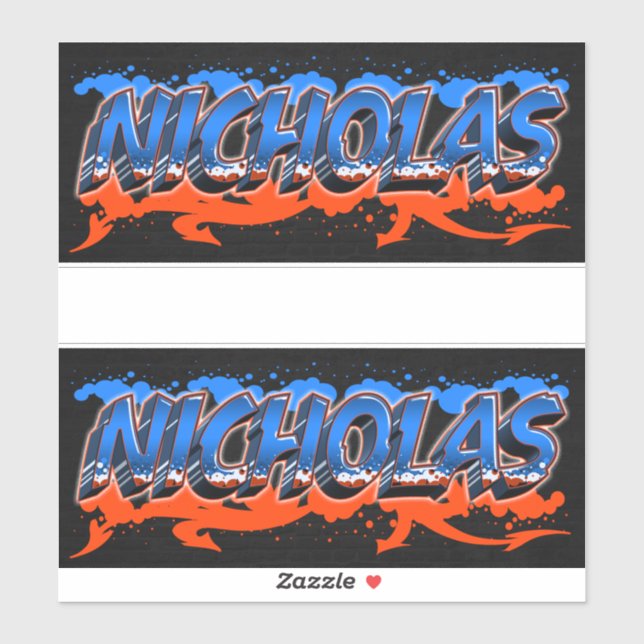 Nicholas First Name Graffiti Sticker (Sheet)