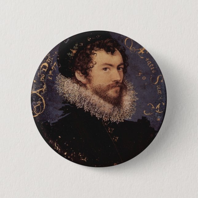 Nicholas Hilliard, Self-Portrait, 1577 6 Cm Round Badge (Front)