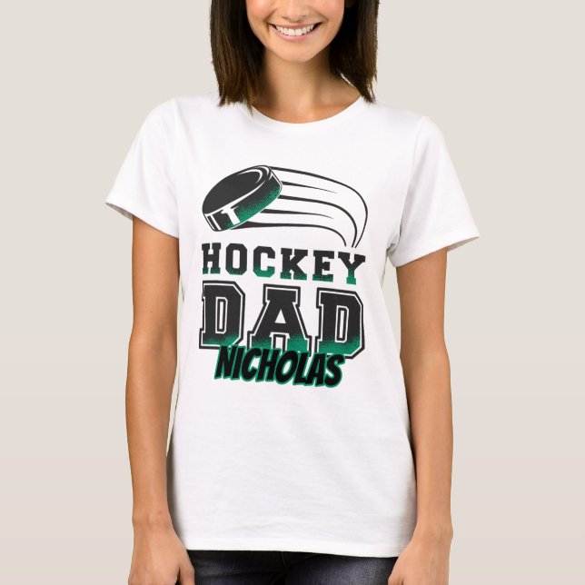 Nicholas Hockey Dad With Puck Mens  T-Shirt (Front)