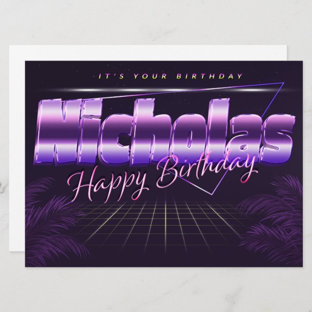Nicholas Name First Name purla retro Card Birthday (Front/Back)