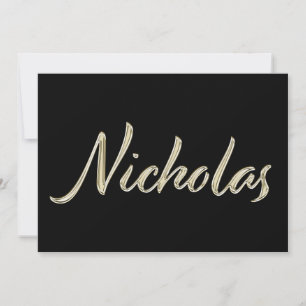 Nicholas Name white gold Handwriting Card