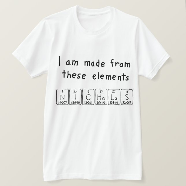 Nicholas periodic table name shirt (Design Front)