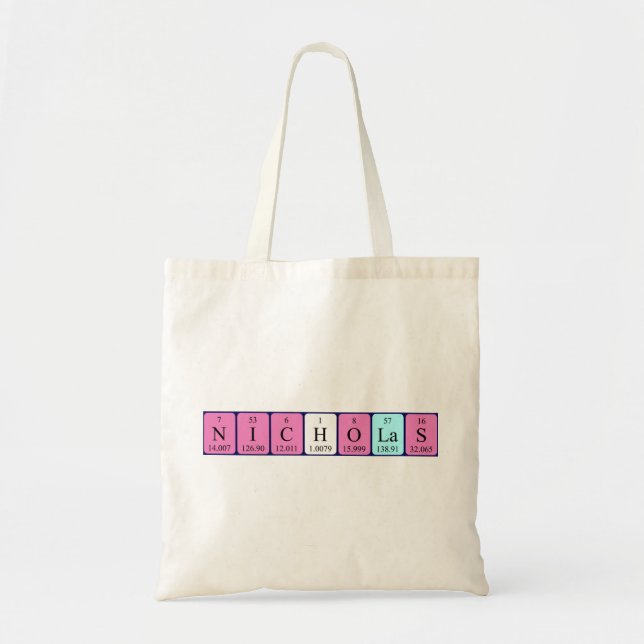 Nicholas periodic table name tote bag (Front)