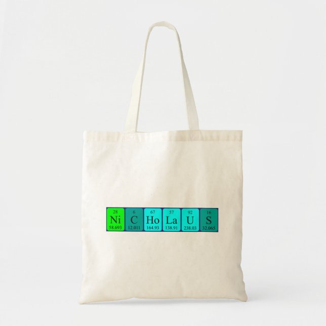 Nicholaus periodic table name tote bag (Front)