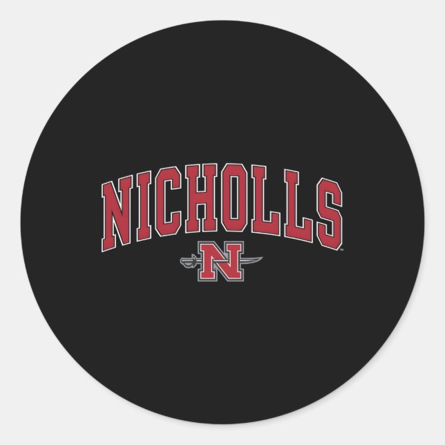 Nicholls State Colonels Arch Over Classic Round Sticker (Front)