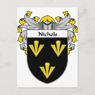 Nichols Coat of Arms/Family Crest (Mantled) Postcard